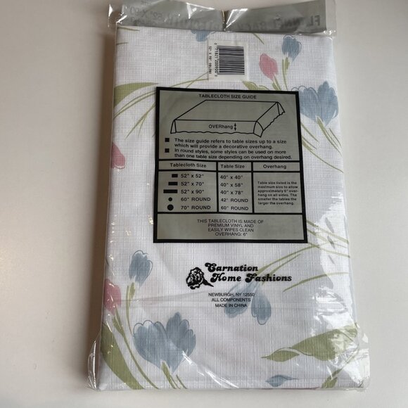 Carnation Home Fashions Floral Vinyl Flannelback Tablecloth 52x90 Oblong Pastel - Picture 3 of 4